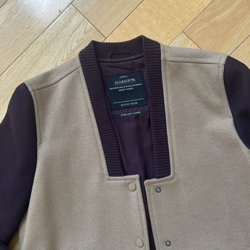 All Saints Lucas Wool Bomber Women’s Varsity Jacket - Picture 2 of 9
